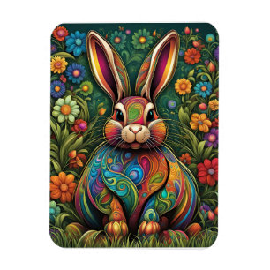 Frohe Ostern - Osterhase in Blumen 2 Magnet