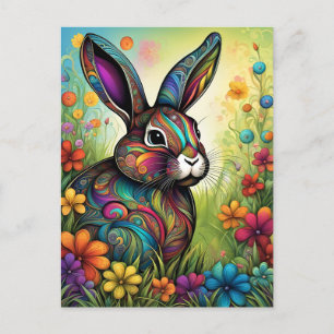 Frohe Ostern - Osterhase in Blumen Holiday Postcard