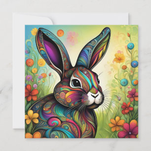 Frohe Ostern - Osterhase in Blumen Invitation