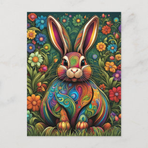 Frohe Ostern - Osterhase in Blumen Postcard