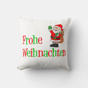 Frohe Weihnach German Christmas Santa Throw Pillow