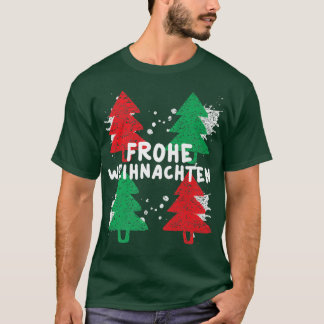 Frohe Weihnachten Christmas Tree Green and Red Tre T-Shirt
