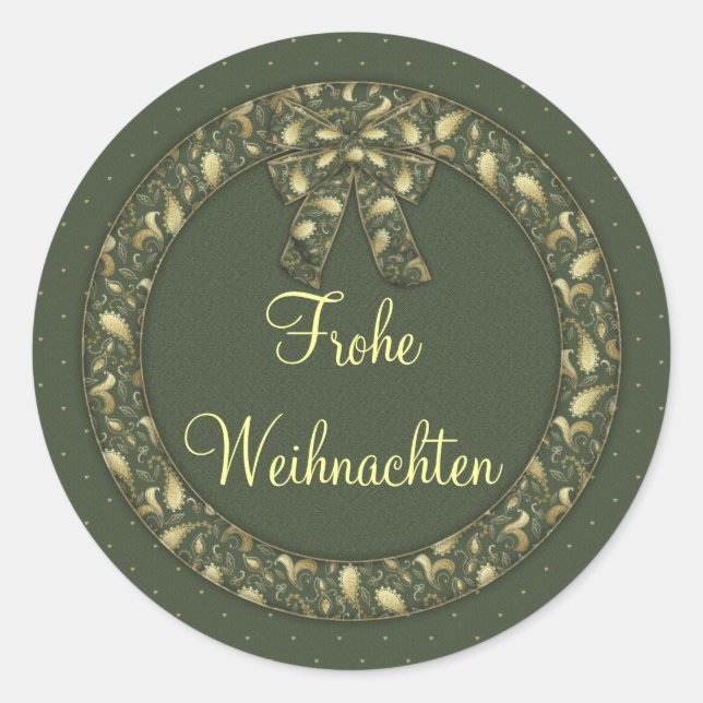 Frohe Weihnachten Classic Round Sticker (Front)