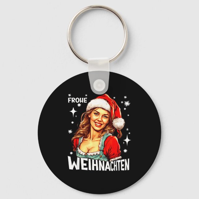 Frohe Weihnachten German Christmas  Key Ring (Front)