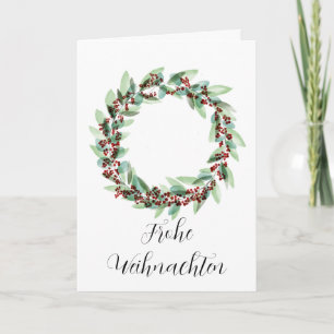 Frohe Weihnachten, German Christmas wreath Holiday Card