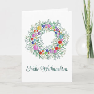 Frohe Weihnachten, German Christmas wreath  Holiday Card