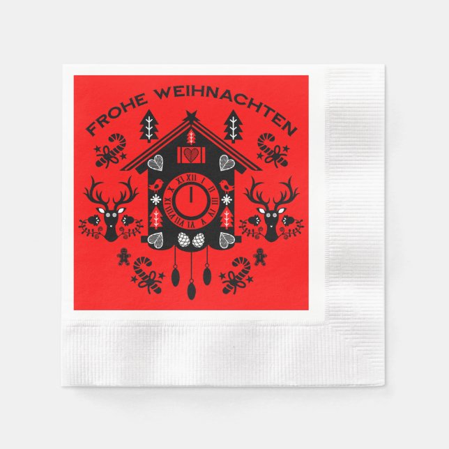 Frohe Weihnachten German Cuckoo Clock Napkin (Front)