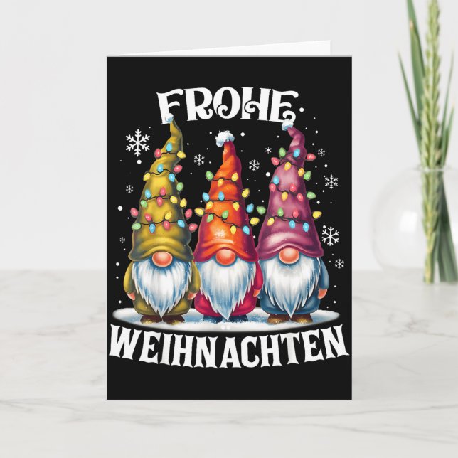 Frohe Weihnachten German Gnome Christmas Decoratio Card (Front)