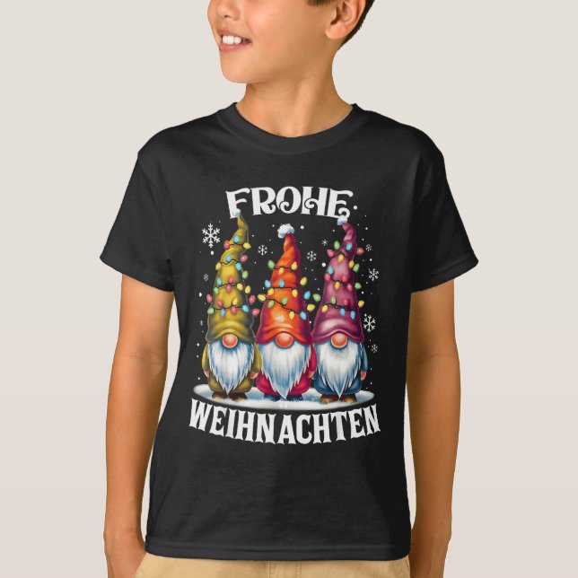 Frohe Weihnachten German Gnome Christmas Decoratio T-Shirt (Front)