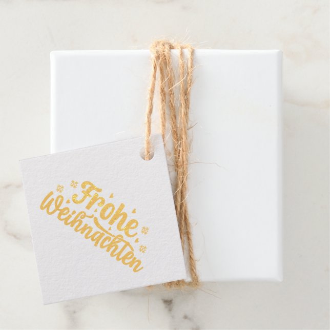 Frohe Weihnachten Gold Favour Tags (With Box)