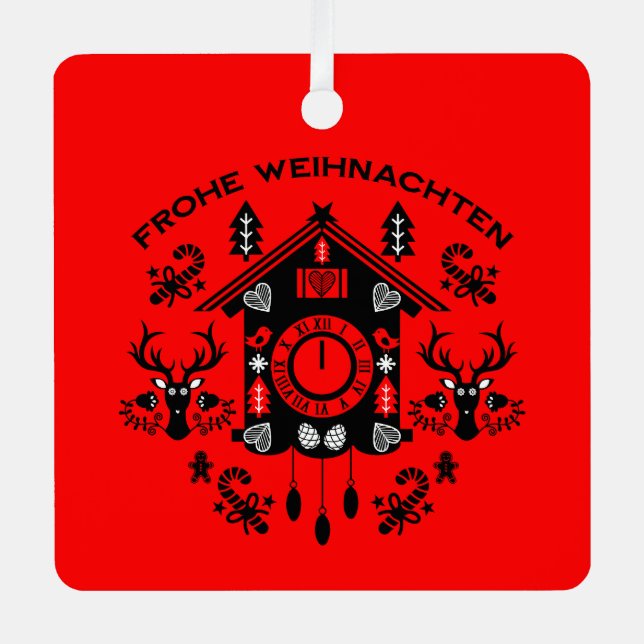 Frohe Weihnachten Metal Tree Decoration (Front)