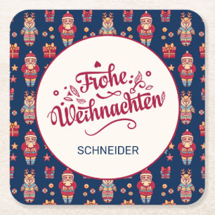 Frohe Weihnachten Personalised Square Paper Coaster