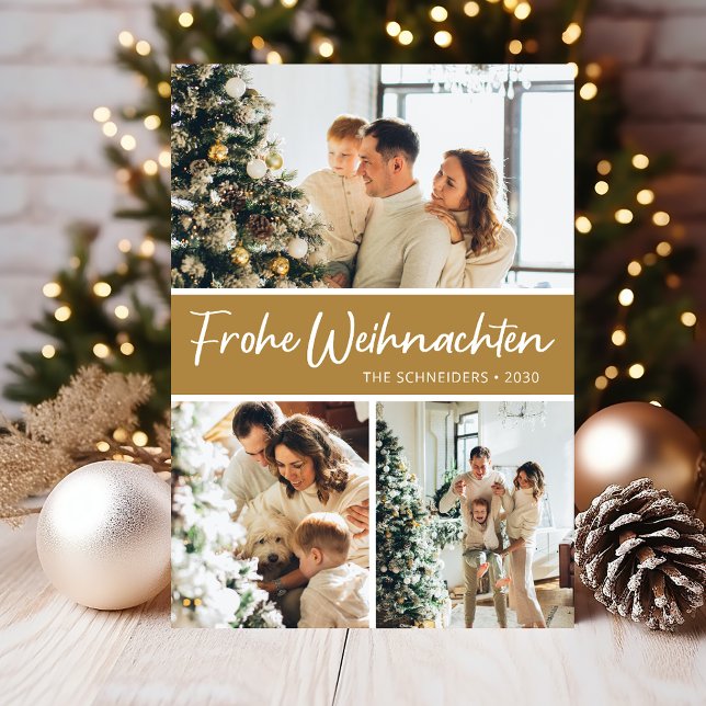 Frohe Weihnachten Photo Collage Holiday Card (Creator Uploaded)