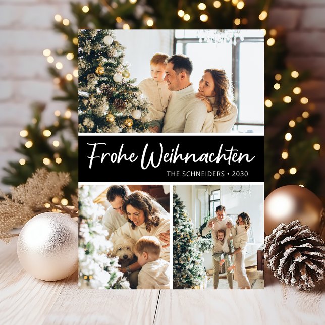 Frohe Weihnachten Photo Collage Holiday Card (Creator Uploaded)