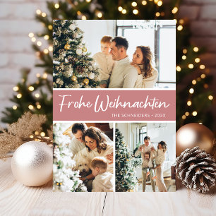 Frohe Weihnachten Photo Collage Holiday Card