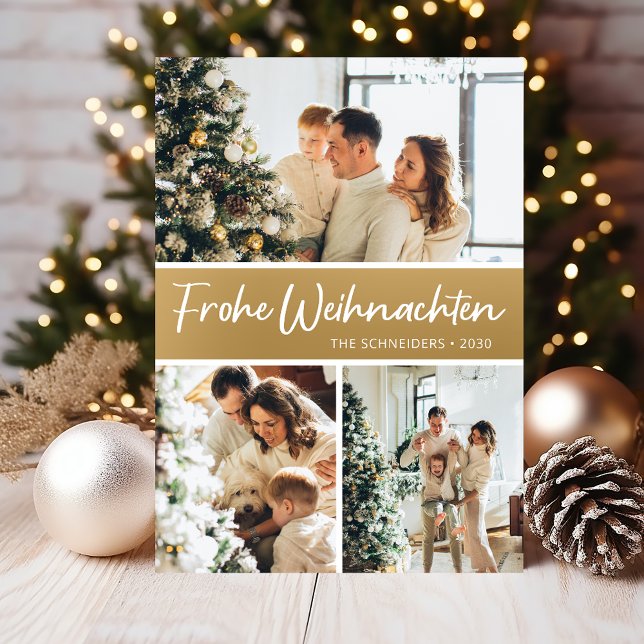 Frohe Weihnachten Photo Collage Holiday Card (Creator Uploaded)