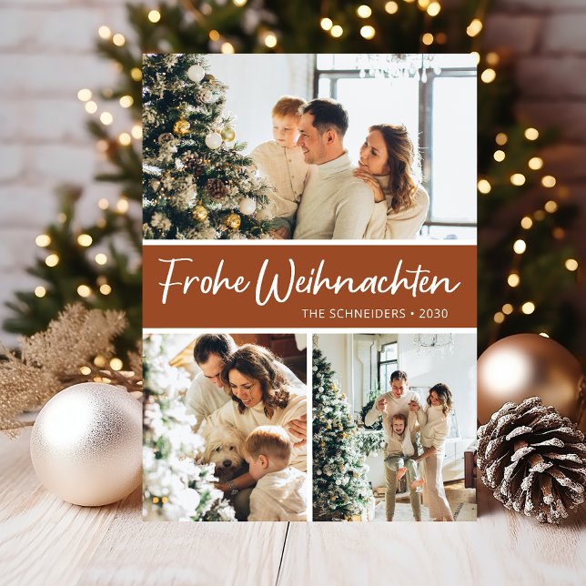 Frohe Weihnachten Photo Collage Holiday Card (Creator Uploaded)