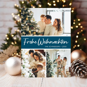 Frohe Weihnachten Photo Collage Holiday Card