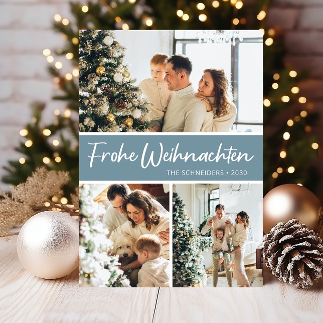 Frohe Weihnachten Photo Collage Holiday Card (Creator Uploaded)