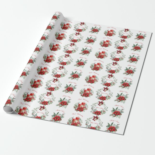 Frohe Weihnachten Stille Nacht  Wrapping Paper (Unrolled)