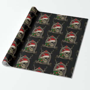 Frohe Weihnachten Totenschädel Stern Banner Mütze Wrapping Paper