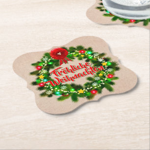 Frohe Weihnachten Untersetzer Christmas Paper Coaster