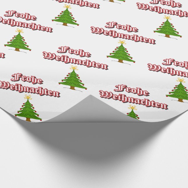 Frohe Weihnachten with trees Wrapping Paper (Corner)