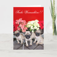 Frohe Weinachten!! pug puppy greeting card