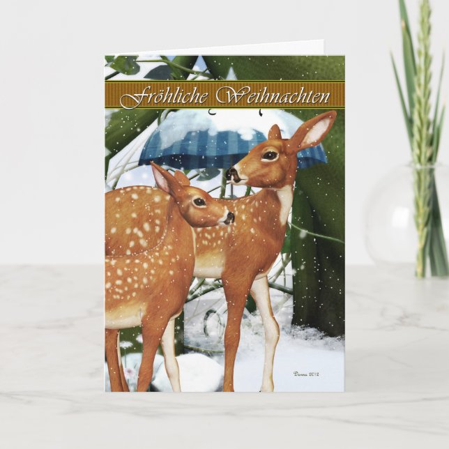 Fröhliche Weichnacht - German Deer Christmas Card (Front)