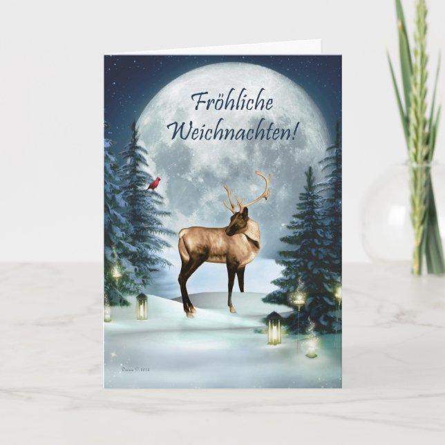 Fröhliche Weichnachten German Christmas Deer Card (Front)