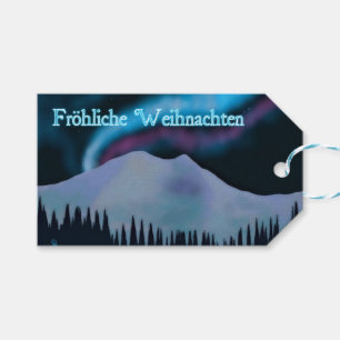 Frohliche Weihnachten - Blue Aurora Gift Tags
