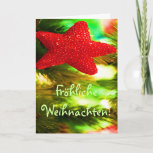 Fröhliche Weihnachten Christmas Red Star I Holiday Card