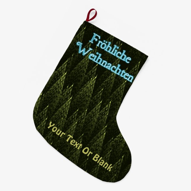 Fröhliche Weihnachten - Conifers Large Christmas Stocking (Front (Hanging))