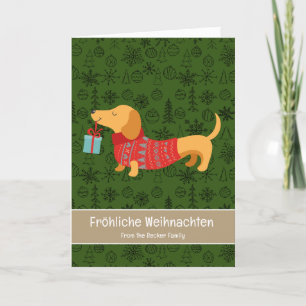 Fröhliche Weihnachten, cute dachshund Holiday Card