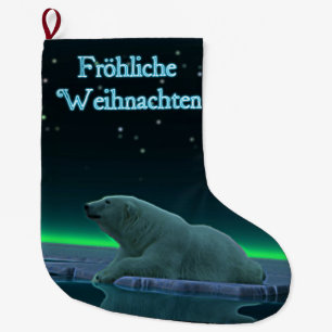 Frohliche Weihnachten - Ice Edge Polar Bear Large Christmas Stocking