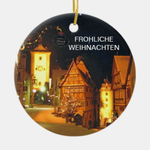 FROHLICHE WEIHNACHTEN (MERRY CHRISTMAS) CERAMIC TREE DECORATION