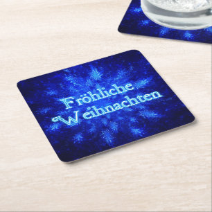 Frohliche Weihnachten - Snowburst Square Paper Coaster