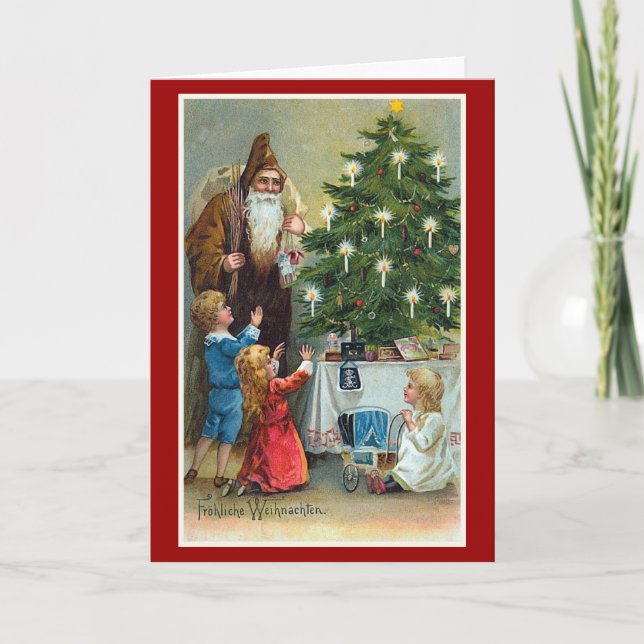 Frohliche Weihnachten Vintage Christmas Holiday Card (Front)