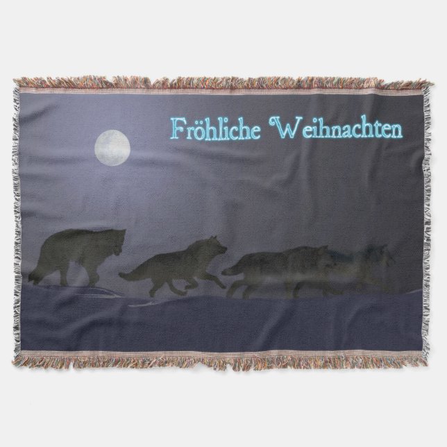 Frohliche Weihnachten - Wolfpack Throw Blanket (Front)