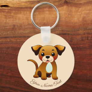 Fröhlicher, brauner Hund, sitzend -  Key Ring