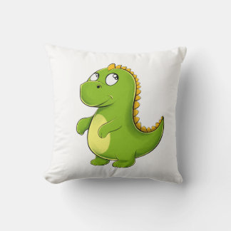 Fröhlicher Grüner Dino Cushion