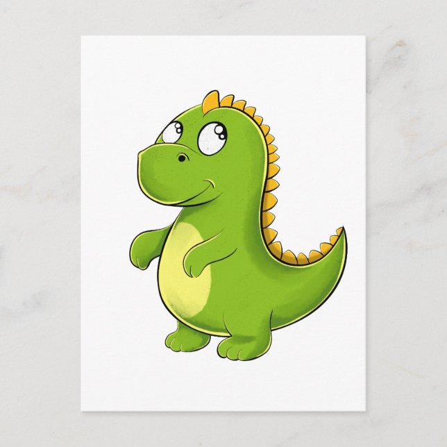Fröhlicher Grüner Dino Postcard (Front)