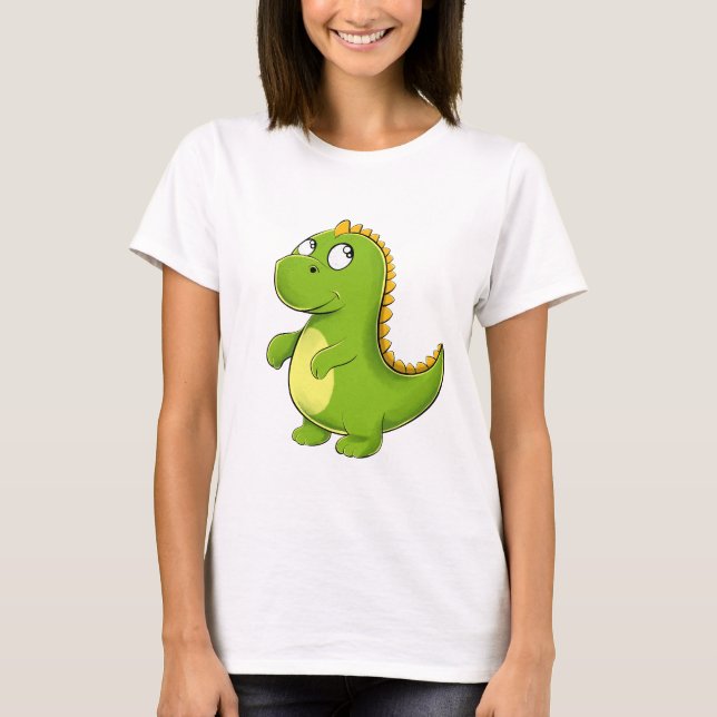 Fröhlicher Grüner Dino T-Shirt (Front)