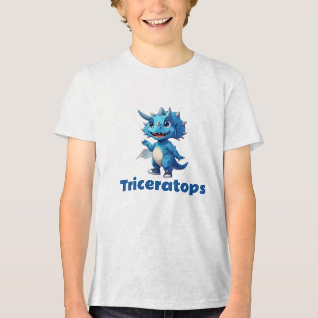 Fröhlicher Triceratops für kleine Dino-Fans Tri-Blend Shirt (Front)