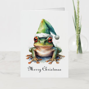 Frolic Christmas Frog, custom Foil Holiday Card