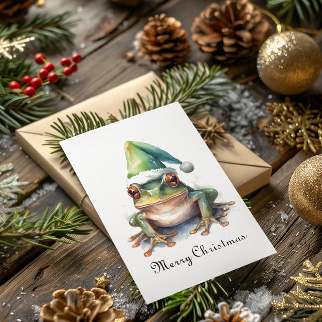 Frolic Christmas Frog, custom Holiday Card (Creator Uploaded)