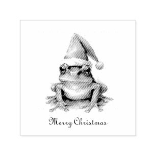 Frolic Christmas Frog, custom Self-inking Stamp