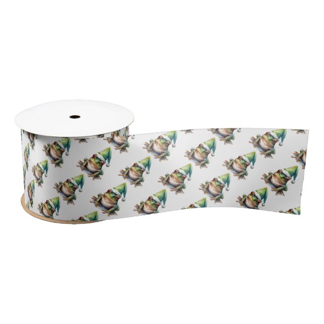 Frolic Christmas Frog  Satin Ribbon (Spool)