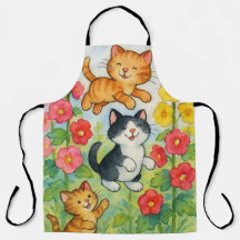 Frolicking Country Cats In Flower Garden