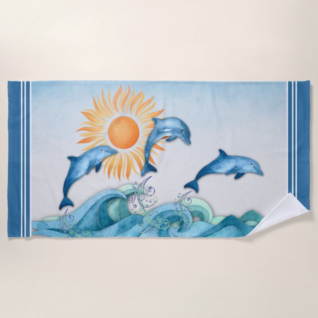 Frolicking Dolphin Beach Towel (Front)